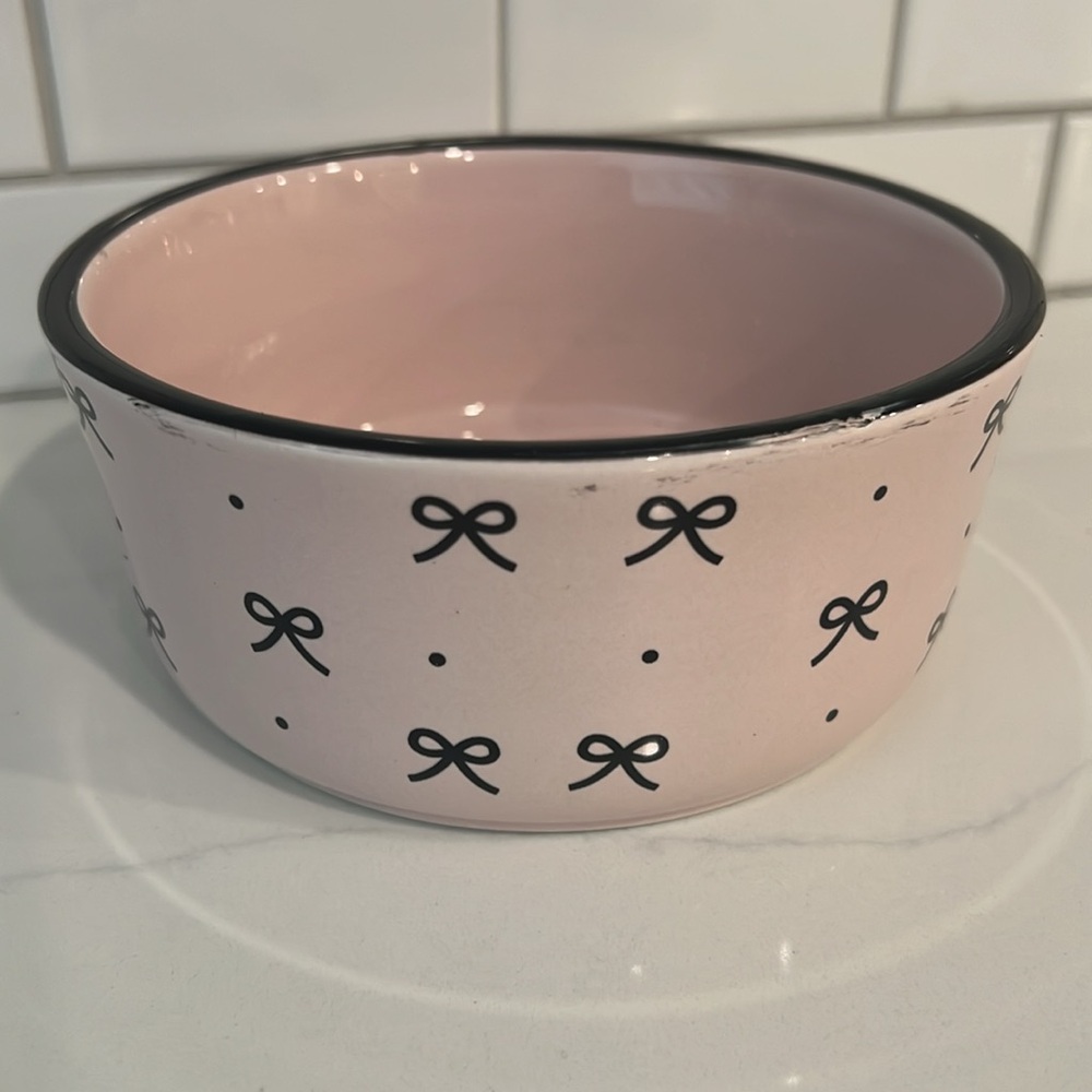 🎀 Pink Pet Bowl with Black Trim